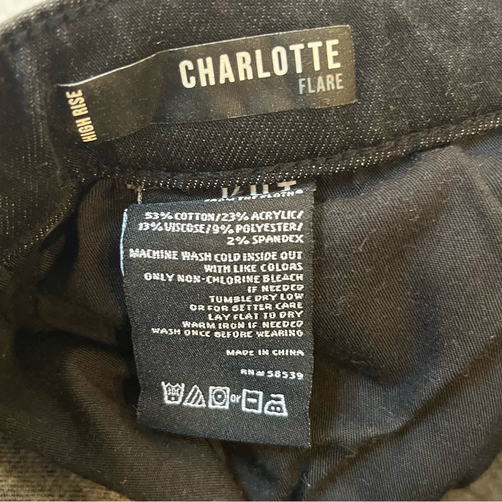 Kut from the kloth Black Wide-Leg flare Jeans seamed high waist charlotte 10 - Picture 6 of 7